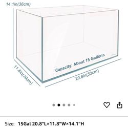 15-Gallon Thick Glass Fish Tank – With Filter, Air Pump & Fish Food – $75