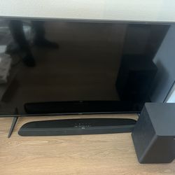 Tcl roku 50inch 4k TV With Sound Bar And Subwoofer