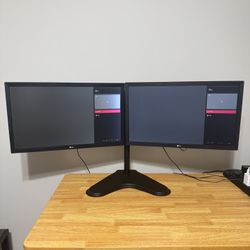 Dual LG 22” Monitors + WALI Dual Monitor Stand