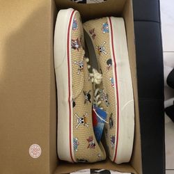 Vans X One Piece Authentic Straw Hat Crew Skate Shoes 