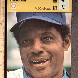 1977 Sportscaster Willie Mays New York Mets N.Y. Hall Of Fame HOF Baseball Photo Large Over-sized Card Collectible Vintage Italy MLB Major League