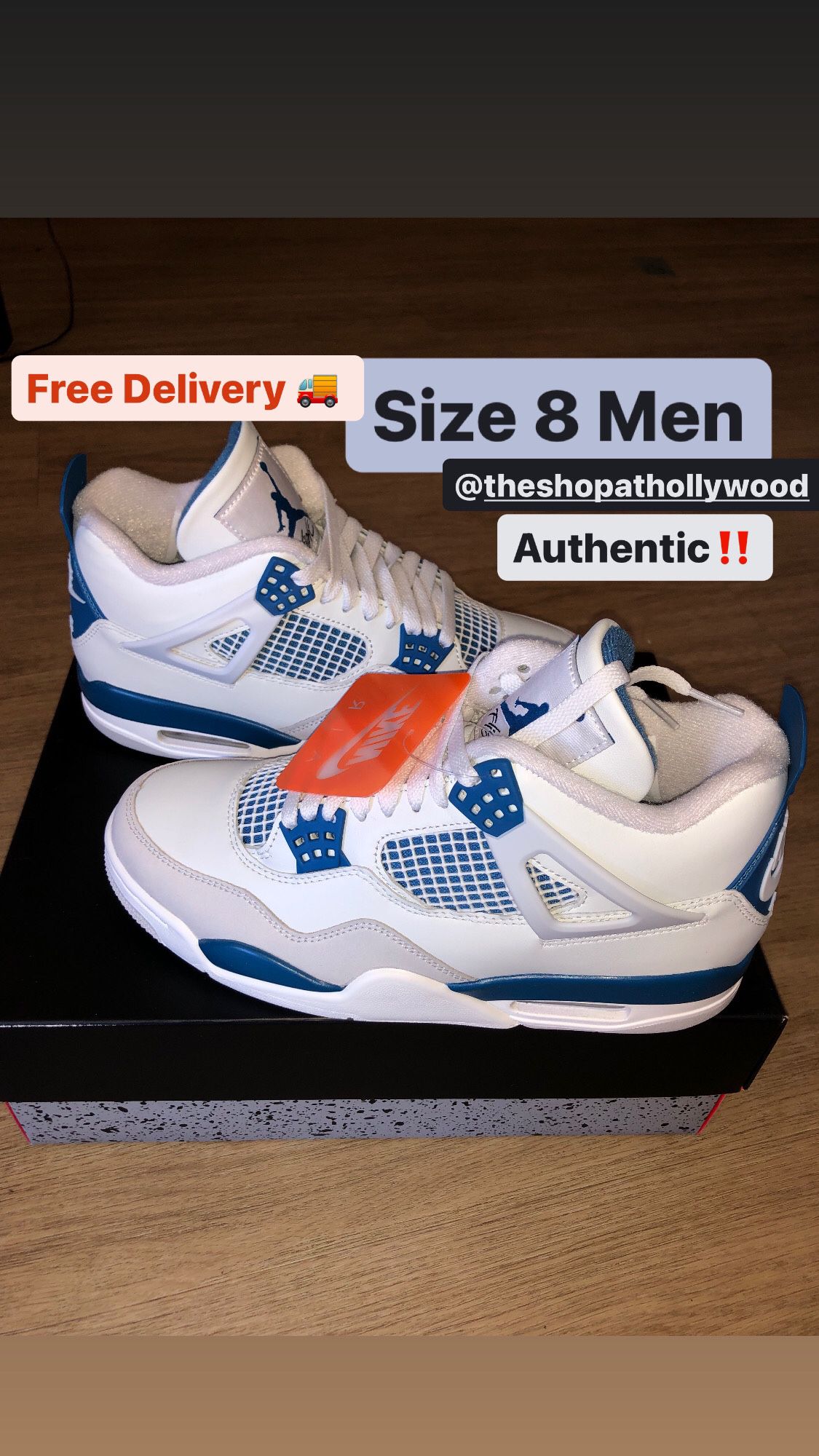 New Air Jordan Retro 4 Size 8 Men, Industrial Blue