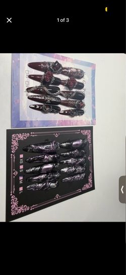 M size handmade Gothic Punk Press-On Nails - 2 Sets Dark Aesthetic