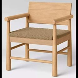 Brand New Threshold Nichols Rustic Wood Chair With Woven Seat Natural