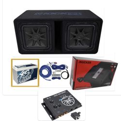 NEW KICKER L7s 12” SUBWOOFERS PORTED BOX KICKER LX AMP BASS KNOB INSTALLED