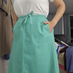 Vintage Koret of California Green Skirt, 1980s, Size L