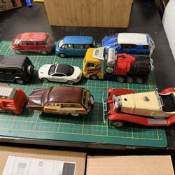 Lot Of Classic Oversized Toy Cars Japanese And American 