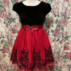 #238-Red & Black Formal Dress. Brand Name: Jona Michelle. Size 10 Kids..