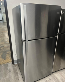 Whirlpool Top Freezer Fridge – Stainless, Glass Shelves