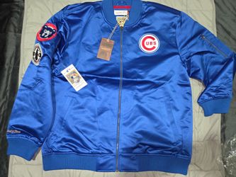 Chicago Cubs Lightweight Satin Vintage Logo Full-Zip Bomber Jacket Size XL