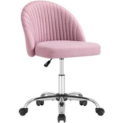 Office Chair Adjustable Vanity Chairs Mid Back Rolling Task Chairs for Bedroom, Living Room or Study, Pink brand new in box $55 G74