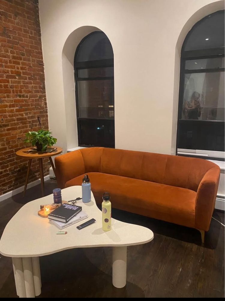 Midcentury Modern Velvet Burnt Orange Couch 81"