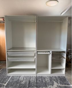 IKEA Pax Closet Set with Sliding Door Mirror Auli/Mehamn Wardrobe Organizer Shelves Storage