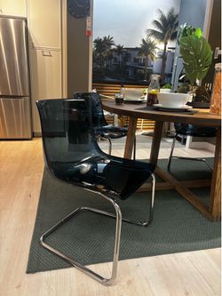 TOBIAS Chair, blue/chrome plated