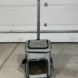 Pet Travel Backpack Carrier With Wheels, Rolling Luggage Design, Airline Approved.