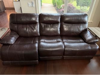 Brown Top-grain Leather Reclining Sofa