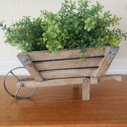 Wood Wheelbarrow Decor 