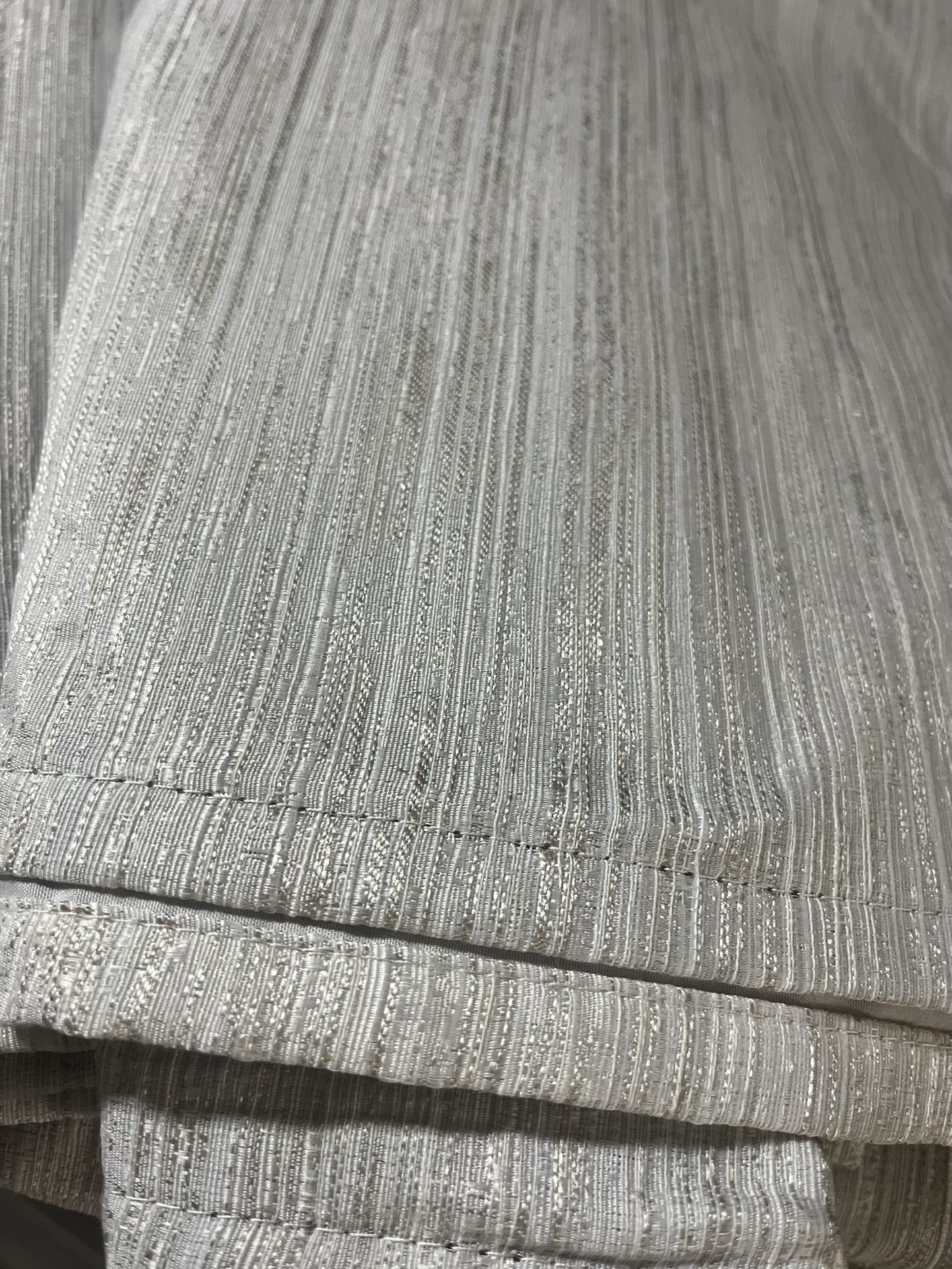 Premium Studio 9 : White/ Champagne( Silver )Threads Curtains2 -panels Silver Champagne Threads Beautiful Pole Top