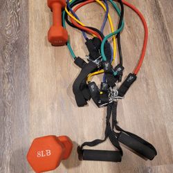 Dumbells 8lb And Weight Bands 10-50lb