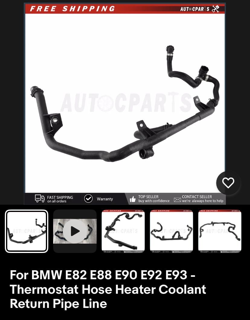  BMW E82 E88 E90 E92 E93 - Thermostat Hose Heater Coolant Return Pipe Line
