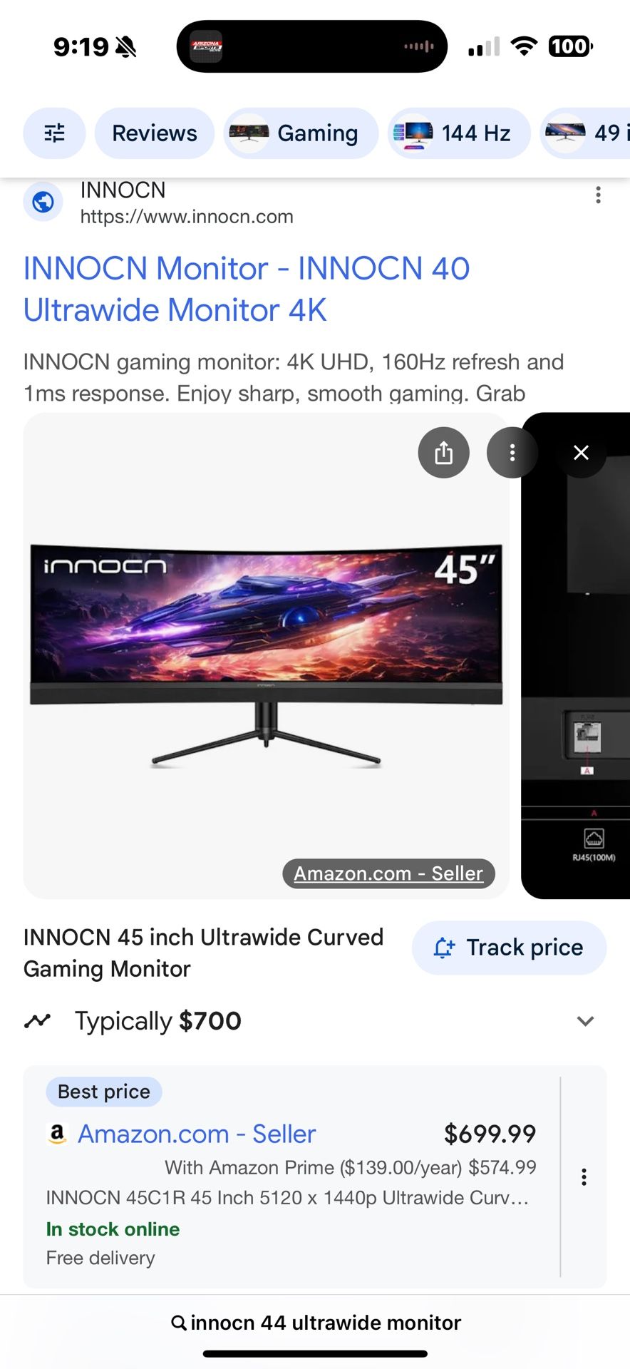 Innocn Ultra Wide 44 Inch Curved Monitor
