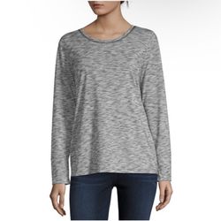 a.n.a Women's Heathered Gray Long Sleeve Top