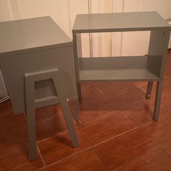 Set of 2, Stackable End Tables Open Shelves for Living Room, Bedroom