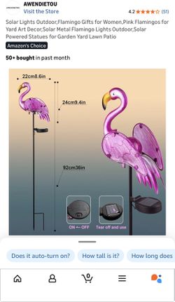 Solar Metal Flamingo Lights Outdoor,Solar Powered Statues for Garden