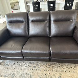 LaZBoy Dark Leather Power Recliner Sofa And Loveseat