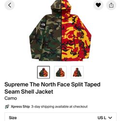 SUPREME/THE NORTHFACE SPLIT TAPED SEAM SHELL JACKET SIZE LARGE
