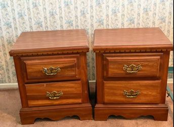 Pair of Wood 2-Drawer Nightstands