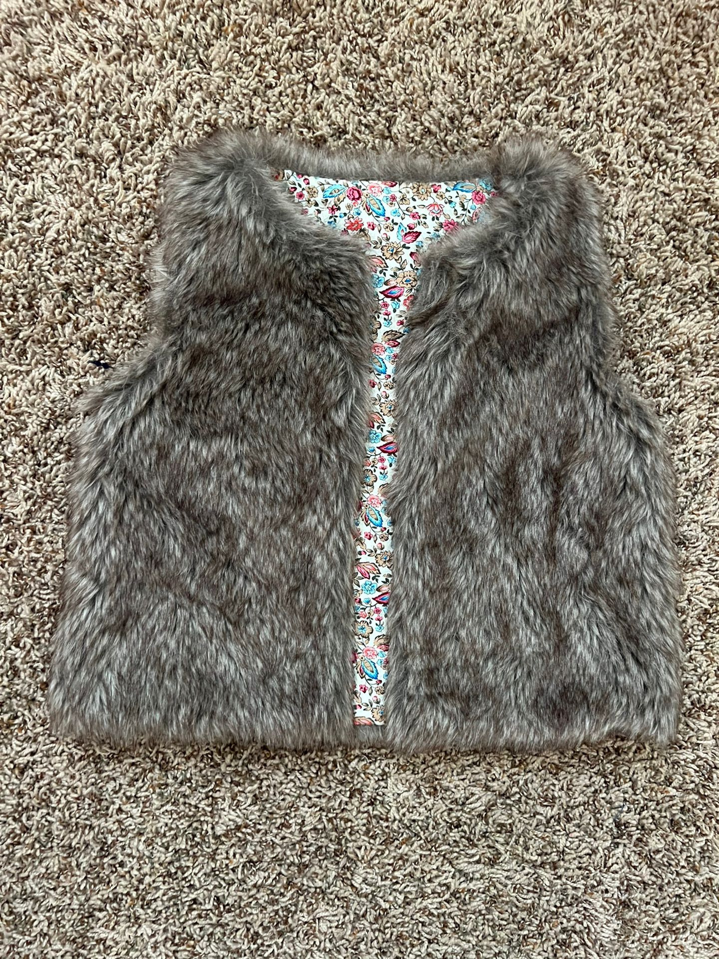 Girls Brown Fur Vest Size 5