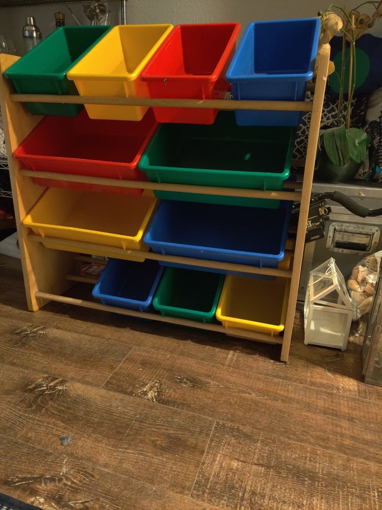 Kids Toy Storage Organizer with 12 Colorful Plastic Box
