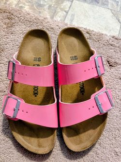 Pink patent leather, Birkenstock sandals size 40