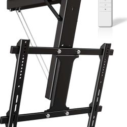 Motorized TV Mount with Remote - Drop Down Ceiling TV Mount Bracket for 32" to 70" TVs, 90lbs Capacity, Quiet Motor, 75° Tilt & Anti-Collision Design 