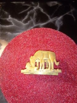 SOLID BRASS LETTER OR NAPKIN HOLDER NICE AND YOUNG COLT AND ITS MOTHER 