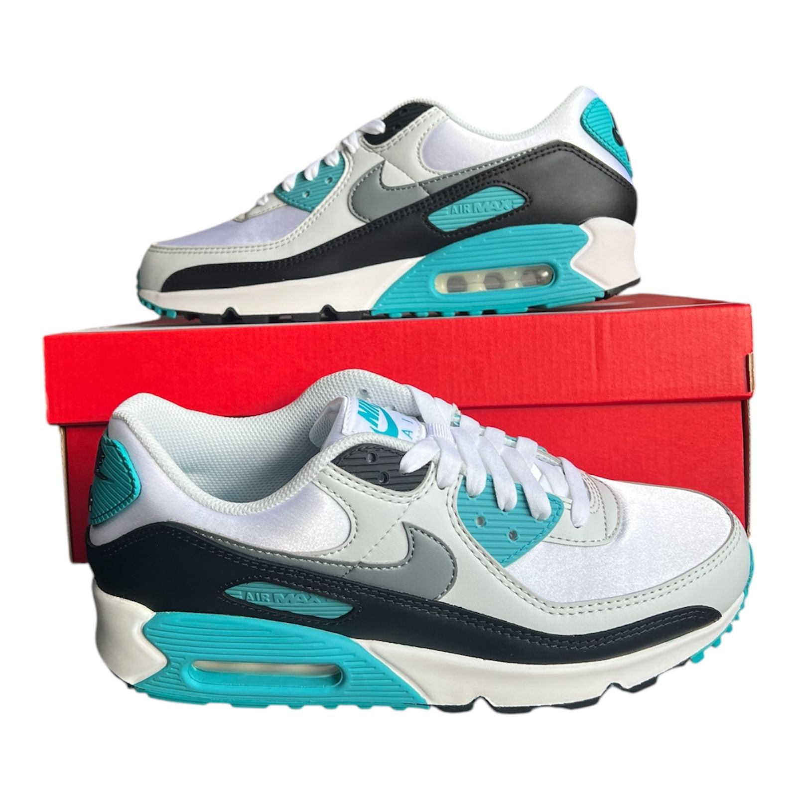 Nike Air Max 90 (Womens Size 10) WHITE/ COOL GREY-TEAL