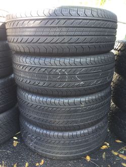 225/60/17 continental set of used tires in great condition 70% tread 225$ for 4 . Installation and balance available, wheel alignment available, road