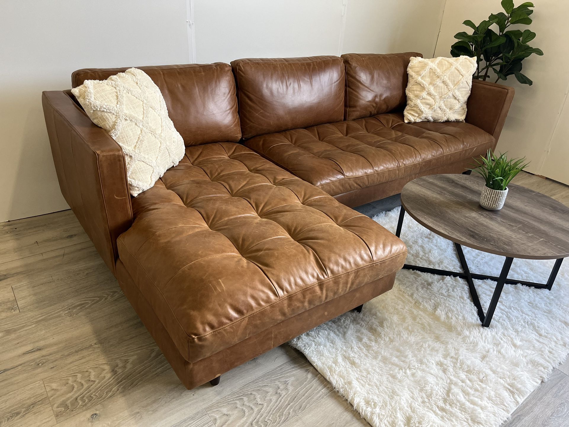 Joybird Leather Sectional Couch- Delivery Available