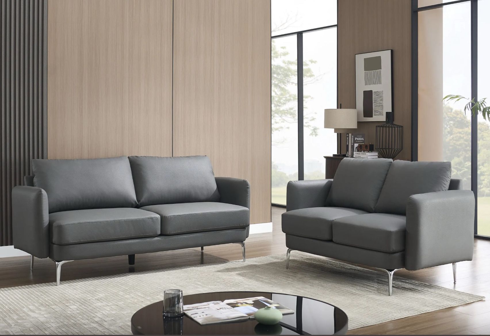 Traditional Style Sofa & Loveseat SET In GRAY