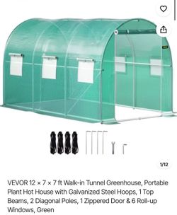 12 x 7 x 7 ft Walk-in Tunnel Greenhouse