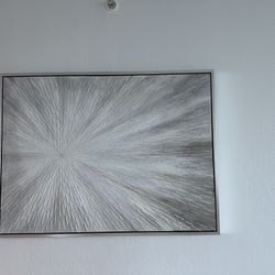 Cuadro Alto Relieve Gris Con Brillo Y Borde De Acero