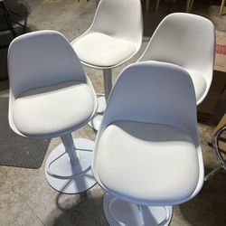 Adjustable White Stools - Set Of 4