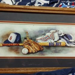 2 Big Hit Baseball Home Interior Wood Framed Pictures 