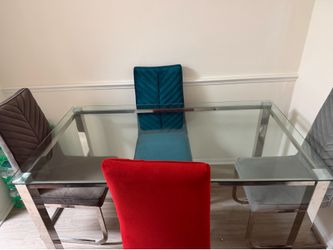 Glass Dining Table Set with Four Chairs