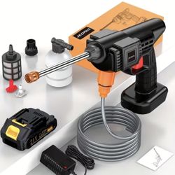 Cordless Pressure Washer With Quick Connect Hose & Nozzle - Heavy-Duty 110V Cordless Power Washer, Battery, Portable Car Washer For Cars, Yards, Garde