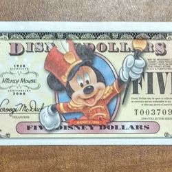 $5 Mickey Mouse Variant Disney Dollar - 2000 Edition