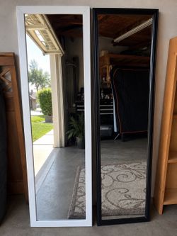 2 Full-Length Walmart Mirrors – Black & White Frames