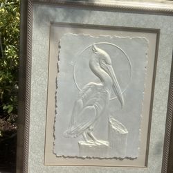 Wall art Pelican 46x27 large Custom embossed signed Pelican Wall Art Hand Made