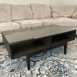 Mid-century Style! IKEA Regissor Glass Top Coffee Table Espresso